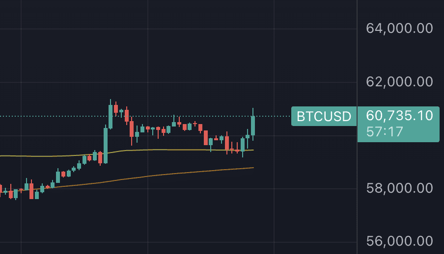 Der Bitcoin-Kurs schoss nach den Nachrichten sofort in die Höhe. Händler bleiben jedoch vorsichtig angesichts der enormen Volatilität, die herrschen kann.