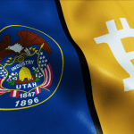 Flagge von Utah und Bitcoin-Logo